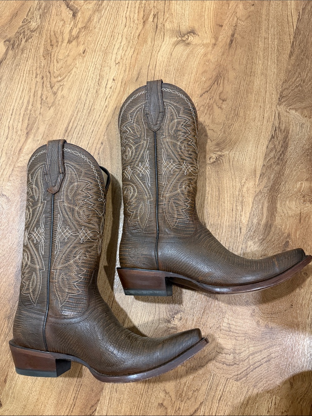 Ariat Alamar Chocolate Lizard Print Western Cowboy Boots 9B - Picture 6 of 10